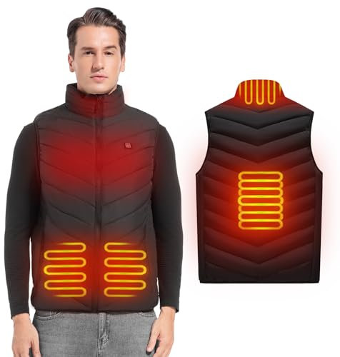 XINSONYUELL Beheizbare Weste, Heizweste für Damen Herren,Beheizbare Jacke mit 4 Zonen Heizung, 3 Einstellbar Temperatur für Winter Outdoor(Powerbank & Akku Nicht Enthalten)