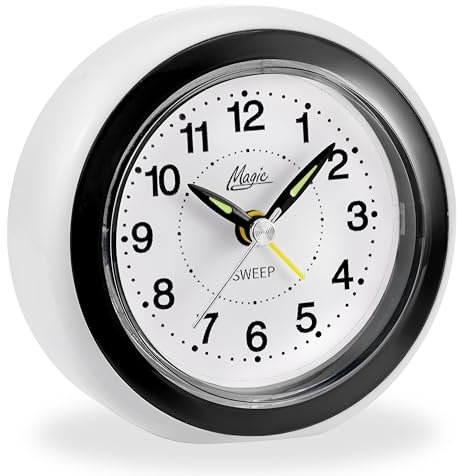 Atlanta Wecker ohne Ticken mit Licht Obenabsteller Quarz Rund - 2197/7 (Schwarz)