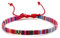TRIPLE K&S Surfer armband Herren & Damen • 100% Wasserfest & Handmade • Perlen-Armband Boho Stoff-Armband • Hippie Sommer Strand-Schmuck (Red & Multicolor Stripes)