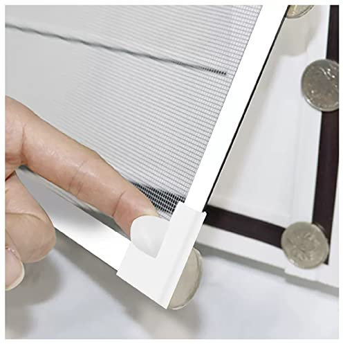 Magnetic Window Screen with Adjustable DIY Design and Fire Retarded Mesh Fits Any Size Smaller White Frame Card Slot Ideal for Home Security Easy Installation (White Mesh 130x190cm)