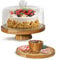 Cake Stand with Glass Lid, 12'' Cake Stands with Dome Cover, 2 in 1 Wooden Cake Stand and Charcuterie Board, Multi Purpose Cake Plate, Cake Display for Birthday Party Wedding, Baking Gifts