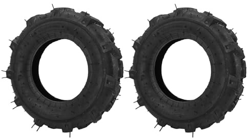 Luocute 4.00-8 Tubeless Tire, Set of 2 4 Ply 8 Inches Rubber Garden Tractor Tire, 672 Lbs Load Capacity Tyre for Tiller, Trencher, Garden Tractor, Snow Blower with Flanged Tires