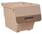 Stackable Toy Storage Box on Wheels, Plastic Toy Organisation Boxes, Kids Storage box with Lid Open Front, Multi-Purpose Wheeled Tower Organiser Box for Toys Snacks Clothes (Beige&Brown, 3 x 12LT)