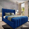 MOORCROFT BEDS 5FT King Wingback Ottoman Storage Bed With Mattress Winged Headboard Upholstered in Plush Velvet Divan Gas Lift - Wooden Slats (Sapphire, 5FT King Gas Lift With Mattress)