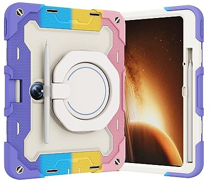 Kids Case Compatible with Oppo Pad 2 11.61 inch,360° Rotatable Handle Stand Case Three-in-one Shatter-Resistant Shell, Drop-Proof,Shoulder Strap(Rainbow Pink)