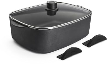 WOLL Diamond Logic XR Roasting Dish 31 x 26 cm with 2 Handles and Removable Handle - Induction Cast Aluminium Roasting Dish with Non-Stick Coating - Oven-Safe up to 300 °C