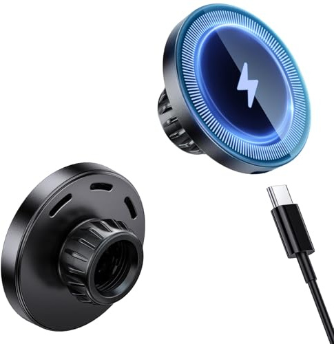 ARMOLABX Magnetic Wireless Charging Phone Holder with 17mm Ball Socket for MagSafe, Magnetic Ball Mount Adapter Fits 17mm/0.67inch Ball Joint Car Phone Holder for iPhone 17/16/15/14/13/12 Series