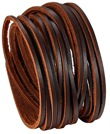 JewelryWe Schmuck Herren Breit Lederarmband, Punk Druckknopf geflochten Leder Armband Wickelarmband Armreif Manschette, verstellbare Größe, Braun