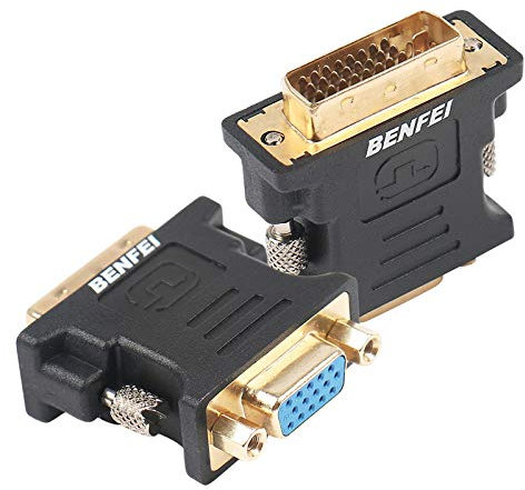 BENFEI Lot de 2 adaptateurs DVI-I 24+5 mâle vers VGA Femelle avec Cordon plaqué Or