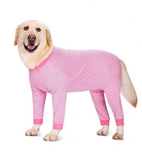 Yeapeeto Einteiler für Hunde, zur Erholung, für große und mittelgroße Hunde, Schlafanzug, Ganzkörper für Haarausfall, Allergien, Anti-Lecken, Wundschutz, Kegel-Alternative (XL, Rosa)