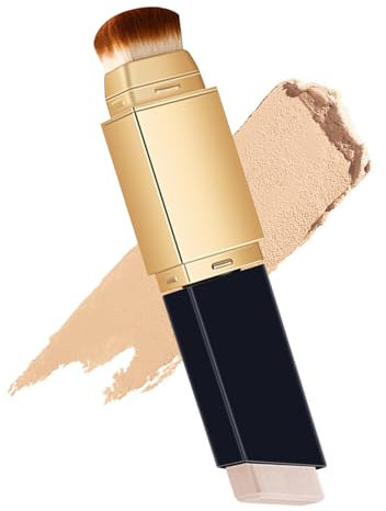 Foundation Stick, Foundation and Concealer Stick with Blender Brush, Concealer Full Coverage Dark Circles Pore Acne Marks, Colour Corrector Waterproof Sweat proof for Natural Makeup