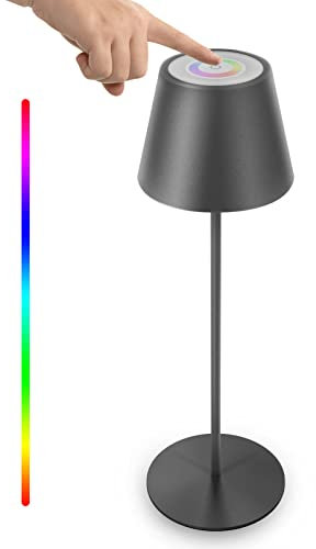 Dimmbare LED Akku Tischlampe Outdoor kabellose Touch IP54 RGB Tischlampe Aufladbar Metall Akkubetrieben Tischlampe für Schlafzimmer,Arbeit, Bar, Restaurant dekoration. (Schwarz)
