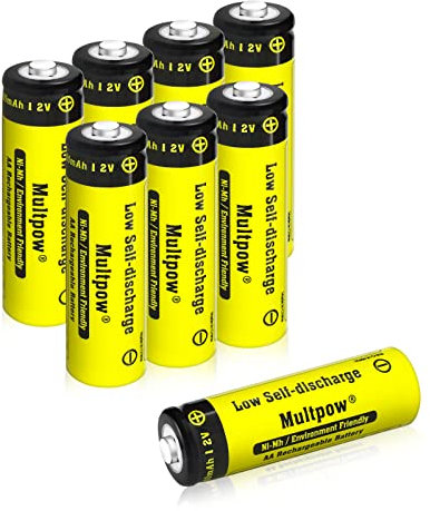 AA Akkus Wiederaufladbar, Batterien AA 2600mAh 8 Stück 1.2v Aufladbare Batterien AA Hohe Kapazität, Geringe Selbstentladung AA Akku Typ NI-Mh Batterien (Gelb)
