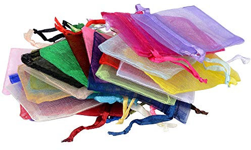 100 teile/los 5x7cm Schmuck Verpackung Organza Beutel 24 Farben für Auswahl Fit Hochzeit Geschenk Süßigkeiten Kleine Beutel