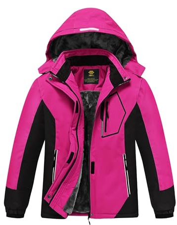MoFiz Vestes de Ski Fille Hiver Blousons Fille Chaud Manteau de Neige Imperméable Veste Polaire Enfant avec Capuche