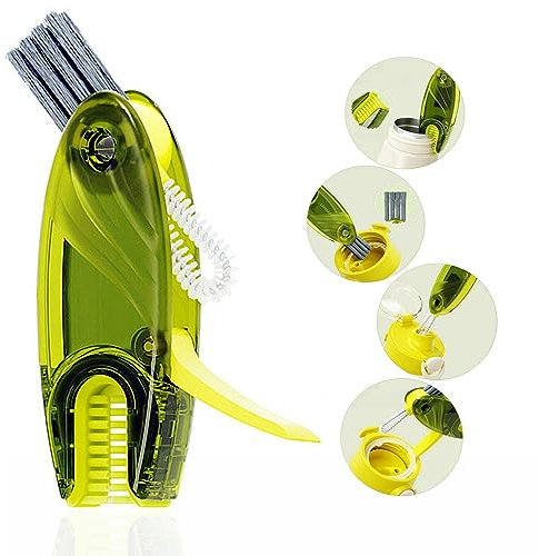 4 in 1 Tassendeckel-Reinigungsbürsten-Set, multifunktionaler Flaschenbürstenreiniger, winzige Flaschenbecher, Deckelbürste, Strohhalm-Reiniger, Werkzeuge, Mini-Silikon-Flaschenhalter-Reiniger mit