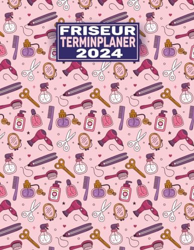 Terminplaner Friseur 2024: 1 Woche auf 2 seiten | mit Uhrzeiten 8.00 bis 21.00 Uhr | 15 Minuten Takt | terminbuch für Friseur Salon | A4
