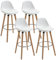 HOMCOM Lot de 4 tabourets de Bar Style scandinave Hauteur 70 cm avec Pieds en Bois et Repose-Pieds en Acier - Blanc