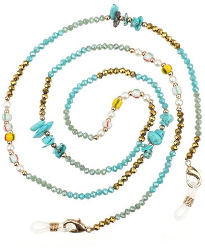 WLLHYF Glasses Chain for Women, Neck Crystal Eyeglasses Strap Holders Natural Stone Beaded Eye Chain Glasses Around Neck Lanyard Necklace for Women Girls