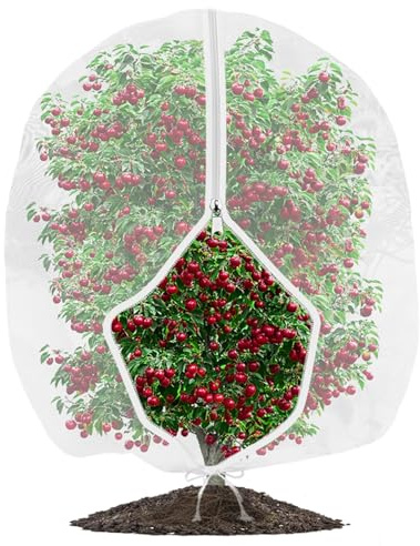 Fruit Tree Netting Bird Protection with Zipper, Garden Netting Plant Covers, 140cm X 180cm Garden Fruit Net Mesh, Bird Netting Protective Cover for Blueberry Vegetables Flower Strawberry