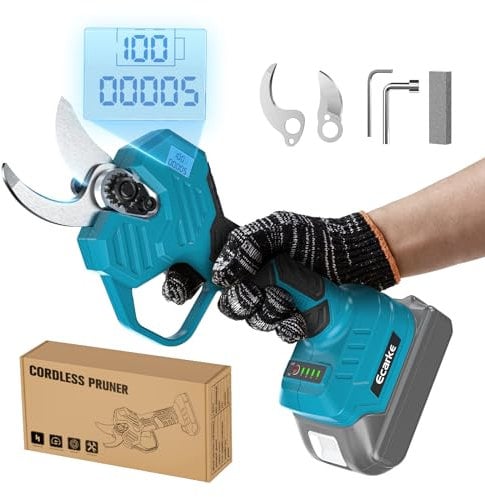 Ecarke Troncarami elettrico professionale a batteria, compatibile con batteria Makita 18 V, diametro di taglio 38-50 mm, attrezzo da giardino portatile per una potatura efficiente, senza batteria e