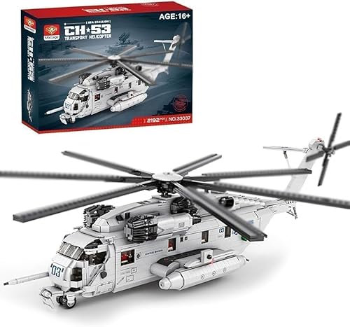 Technik Hubschrauber Bausteine Sets, 1/35 2192 klemmbausteine CH-53E Super Stallion Helikopter Modellbausatz, MOC Militärische Flugzeug Spielzeug für Teenager Erwachsene, Kompatibel mit Großen Marken