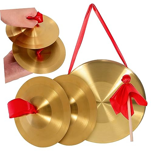 OFFSCH 1satz Gong Aus Kupfer Mit Becken Gong Und Cymbals Inklusive Schlägel Leicht Und Tragbar Für Schulen Orchester Und Persönliche Auftritte