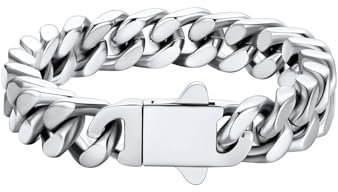 U7 Armband Silber Herren 12MM Armkette Edelstahl Gliederarmband 19cm Panzerarmband Kubanische Armband Männer Miami Armkette für Jungs Freund Vater Opa
