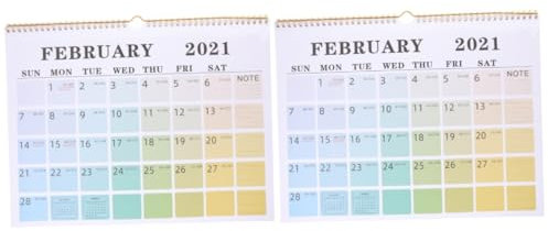 VILLCASE 2 Stück Ästhetischer Wandkalender 2021 Englische Ausgabe Planer Notizblock Für Das Home Office