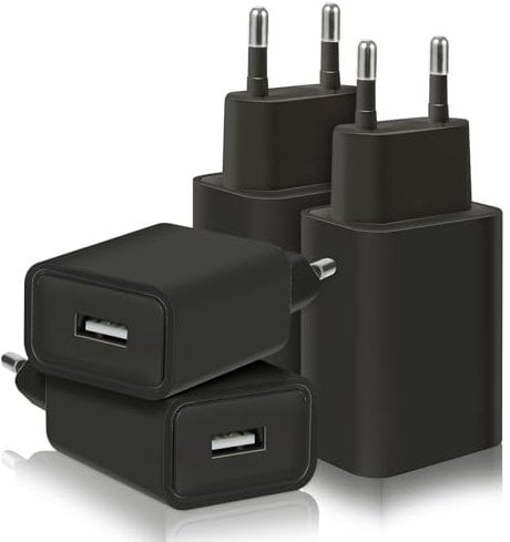 4-Pack 12W USB Ladegerät, 2.4A/5V USB Stecker USB Netzteil USB Adapter, Netzstecker USB Ladestecker USB Steckdose Kompatibel mit iPhone Samsung Huawei Xiaomi Oppo (Schwarz)