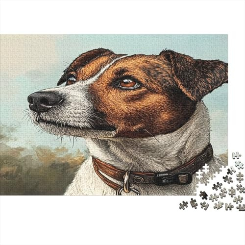 Jack Russell Dog 1000 Piece Jigsaw Puzzle Paper for Adults Countryside View Puzzle Game for Family Relaxation Home Decor 38x26cm/1000pcs