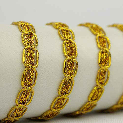 PASAMANERÍA EN CINTA METALIZADA CON BORDADO TRADICIONAL DE OCHOS (ORO, 5 METROS)