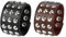 JewelryWe Schmuck 2pcs Herren Breit Lederarmband Punk Rock Ahle Taper Nieten Leder Armband Armreif Manschette Biker Armband Verstellbar Schwarz/Braun