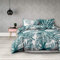 AmeliaHome 4tlg 2X Bettwäsche 155x220 cm mit 2 Kissenbezügen 80x80 cm 100% Baumwolle Reißverschluss Tropen weiß dunkelgrün Averi Bush