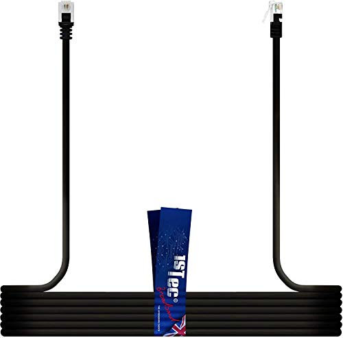1STec 50CM ADSL2+ Super High Speed Cat5e RJ11 Broadband Hub Internet Extension Cable for BT Infinity Sky Q Talktalk Plusnet EE Vodafone Post Office Router on Fibre/Standard Services 0.5 Metre Black