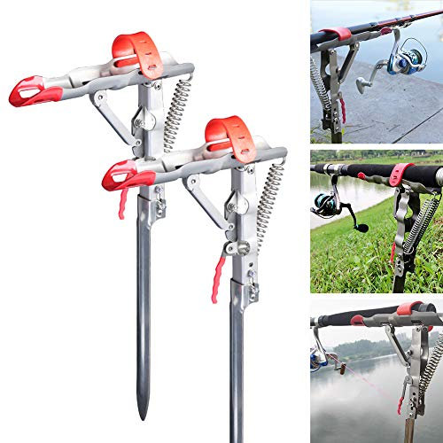 Wensdr 2-Packungen Automatische Feder Angelrutenhalter Edelstahl Schwerlast 360° Einstellbare Angelrute Rack Angelrutenauflage