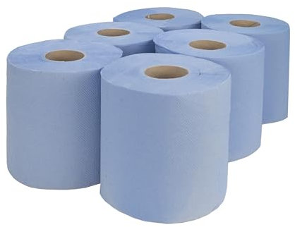 KARAN KING® 6 X Centre Feed Rolls Blue Tissue Paper Roll - Blue Centrefeed Rolls - Kitchen Roll - Kitchen Towel (2 Ply)