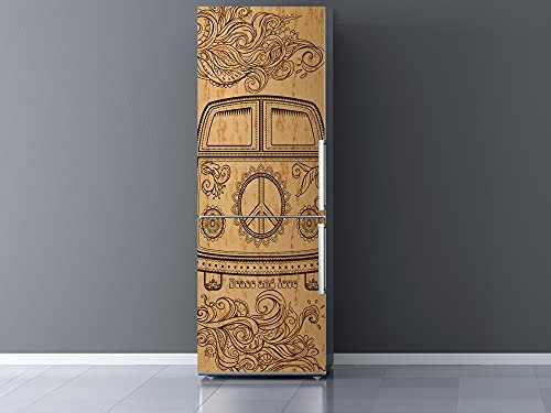 Oedim Vinilo Frigorífico Hippie Vintage 185x70cm | Adhesivo Resistente | Pegatinas de Nevera Económicas y Elegantes | Vinilo Nevera
