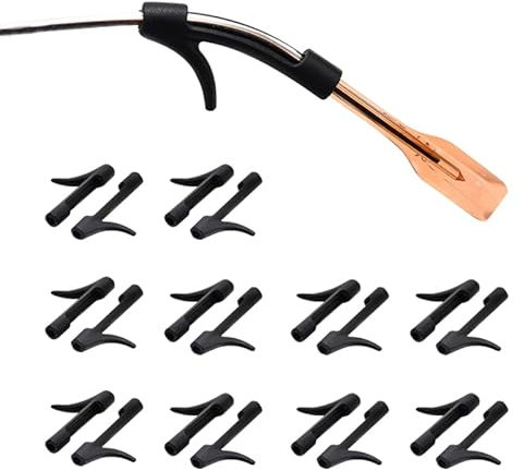 lvvfit Eyeglass Ear Grip Small Anti-Slip Elastic Holder Retainers, Silicone Ear Hook, Eyeglass Temple Tips Sleeve Retainer for Glasses, Sunglasses (10Pairsr Black), Black, ALL