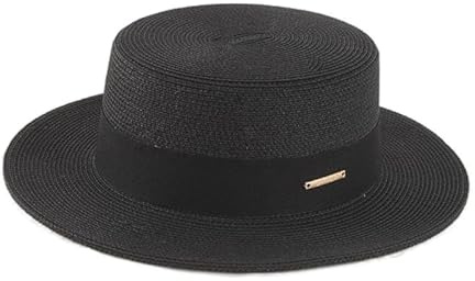 Straw Beach Sun Hat Pork-Pie Boater-Hat for Women Men - Summer Wide Brim Uv-Rays Panama Hat