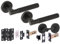 HANDLEZONE® Evo Knurled Grip Door Handles on Rose Bathroom Deadbolt Pack with Knurled Turn Set, 76mm Lock and Latch, 75mm Ball Bearing Hinges - Black Matt