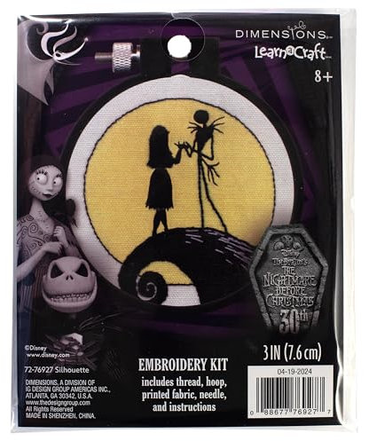 Dimensions 72-76927 Disney Tim Burtons The Nightmare Before Christmas Silhouette Mini-Stickset für Anfänger, 7,6 cm Durchmesser, mehrfarbig, 5 Stück