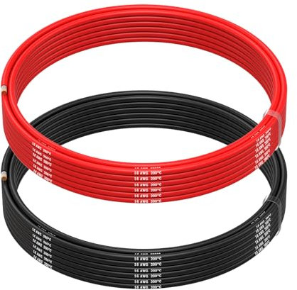MMOBIEL 16 AWG Cable Eléctrico de Silicona - 16 Gauge (1,31mm²) Cable Cobre Estañado - 2 Cables Separados Rojo y Negro Cada Uno 5 m para Drones, Impresoras 3D, Baterías, Cables Altavoz, Tiras Led