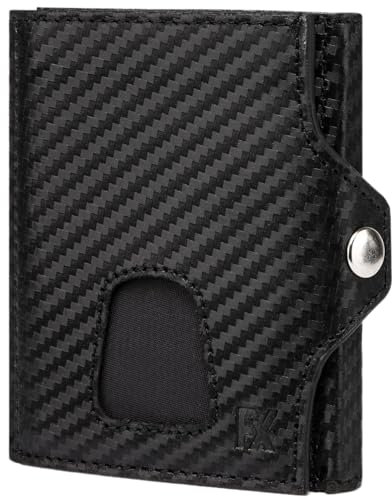 FOMAX Mini Geldbörse Slim Wallet mit RFID-Schutz - Geldbörse aus echtem Leder, Geldbeutel Mit Münzfach