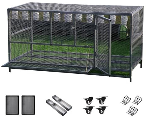 Hühnerstall Groß Verzinktem Stahl Metall Freilaufgehege Hühnerkäfig Kaninchenkäfig Schweres Gewicht mit Zubehör für Kleintierstall Enten(Size:150 * 60 * 73cm,Color:grau)