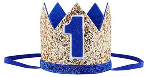 CUEMOON Baby Geburtstagskrone, Prinzessin Haarband Krone, 1. Geburtstag Haarschmuck