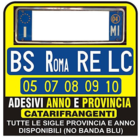 ADESIVI Targa MOTO ANNO E PROVINCIA RIFRANGENTI (ANNO)