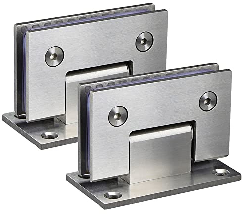 2PCS-Sliver JU+ Glass Door Hinges Shower Room Accessories 90 Degree Glass Door Hinge, for 8-12 mm(0.31-0.47 inch) Stainless Steel Bathroom Clip