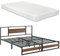 [en.casa] Metallbett mit Matratze 180x200cm Doppelbett mit Kaltschaummatratze Ehebett Stahlbett Schwarz Walnuss-Optik