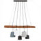 Riess Ambiente 5-flammige Hängelampe LEVELS 115cm Treibholz schwarz grau E14 mit 5 Stoffschirmen Hängeleuchte Deckenlampe